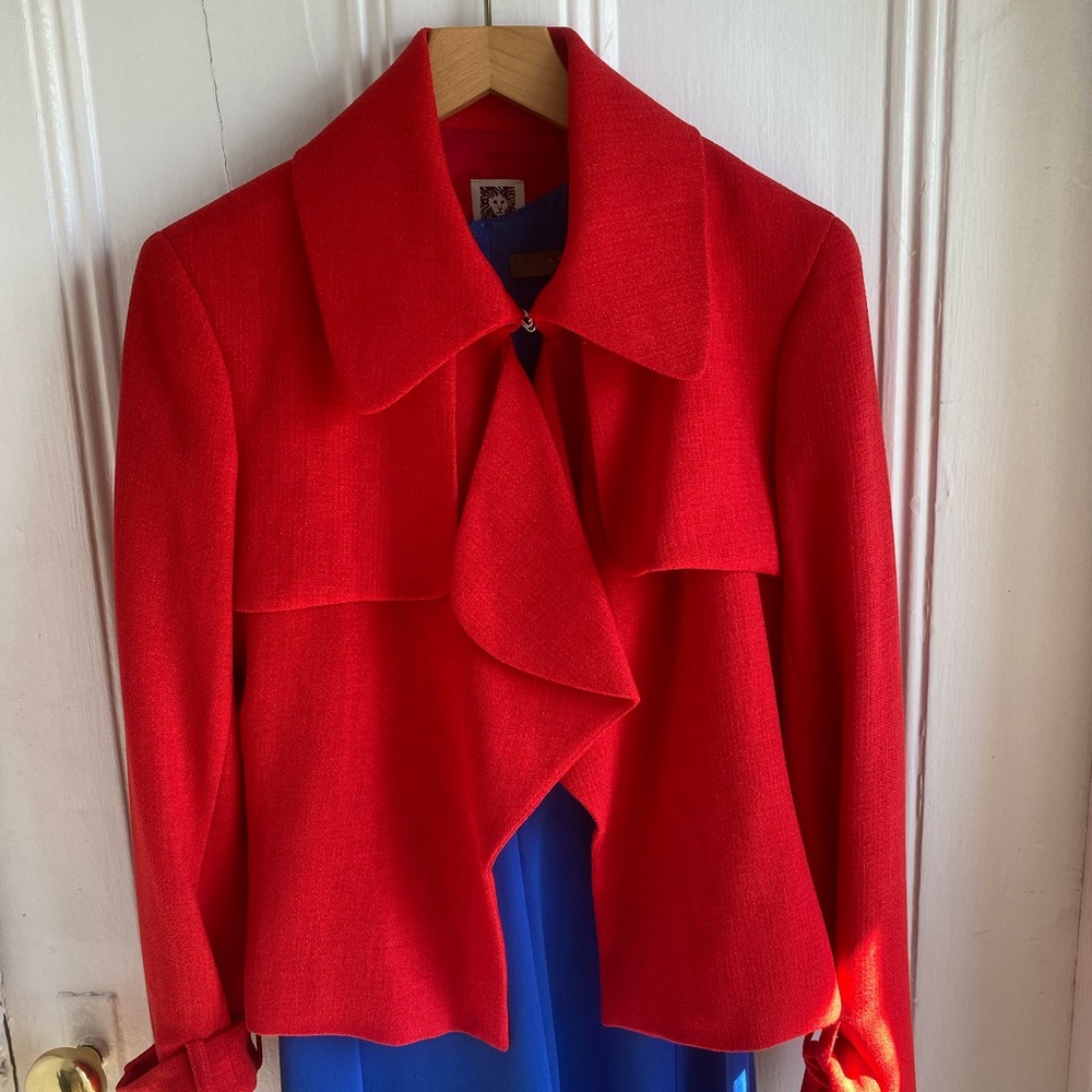 Anne Klein Short Trench Crepe
Drapey Front Jacket Memling Red
Women Size… - Picture 5 of 16